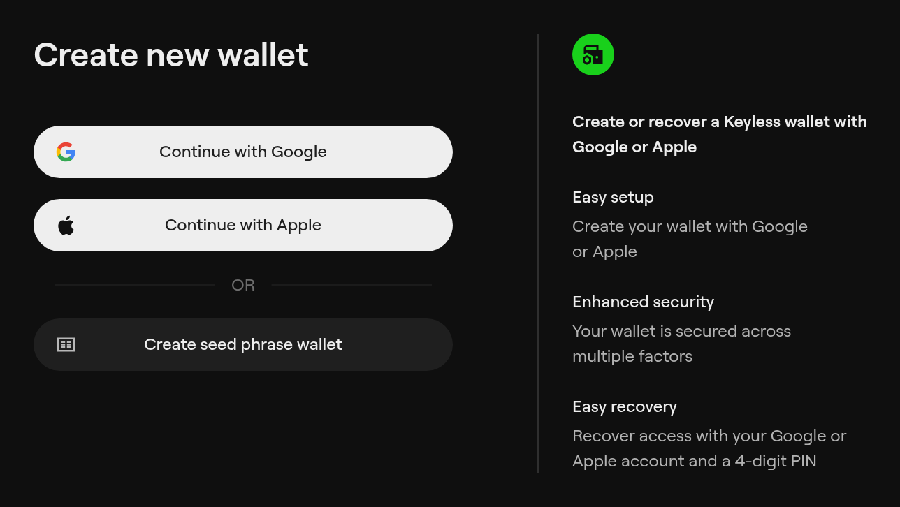 Create new wallet options in OneKey
