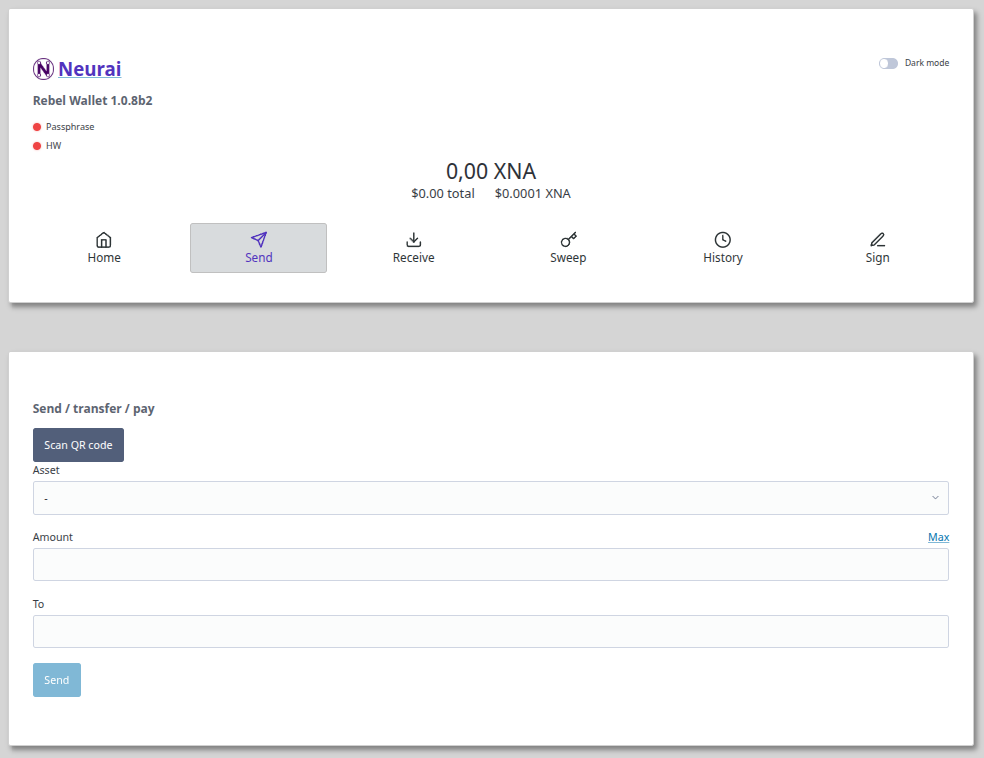 Send tab interface